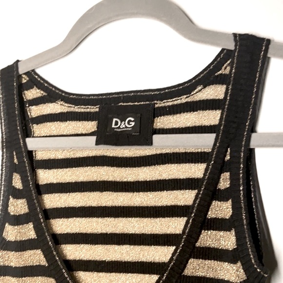 NEW D&G Striped Black & Gold Metallic Tank, Small - Picture 3 of 5